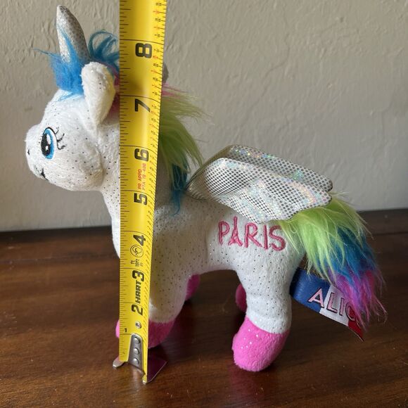 Alice Unicorn Plush "PARIS" Embroidered Rainbow Mane - Picture 6 of 7